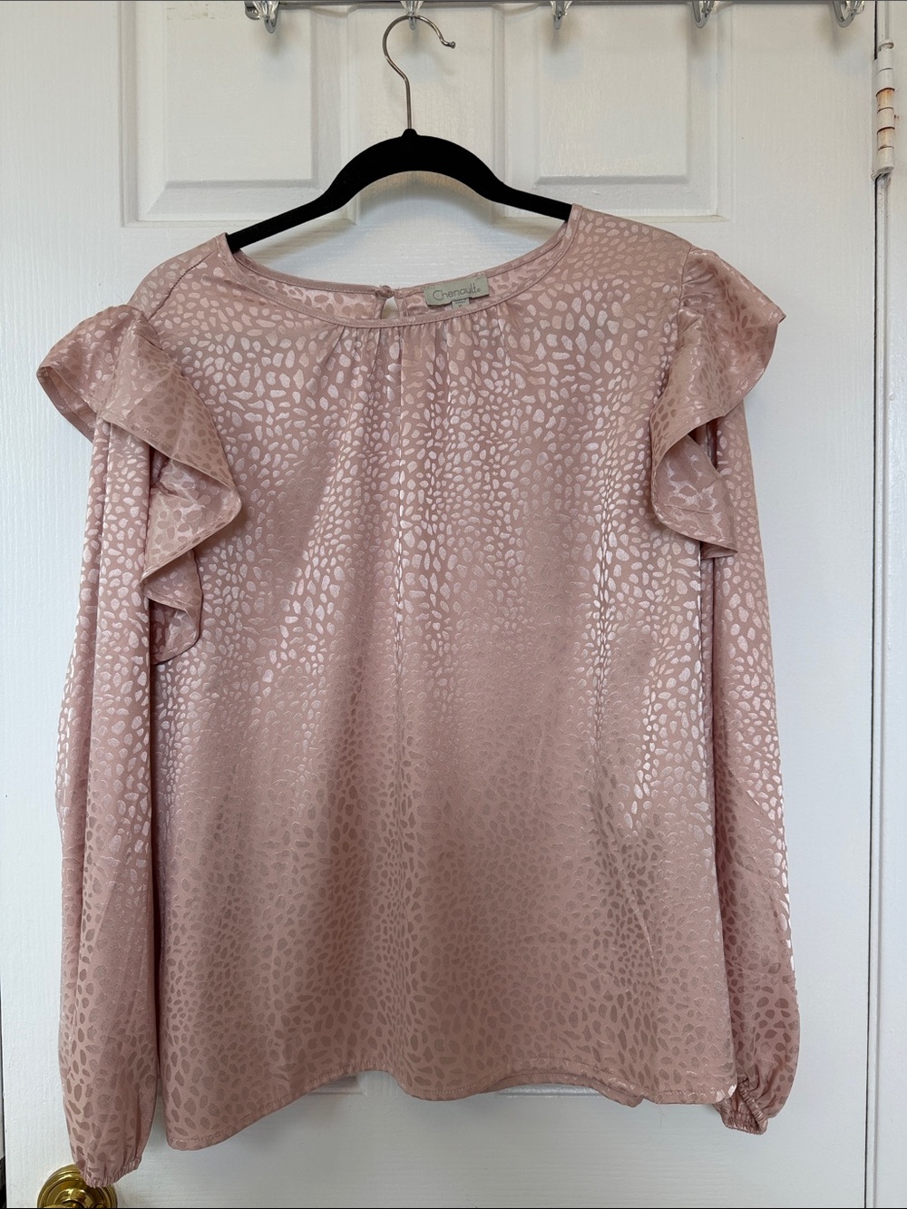 Chenault Dusty Pink Ruffle Shoulder Blouse